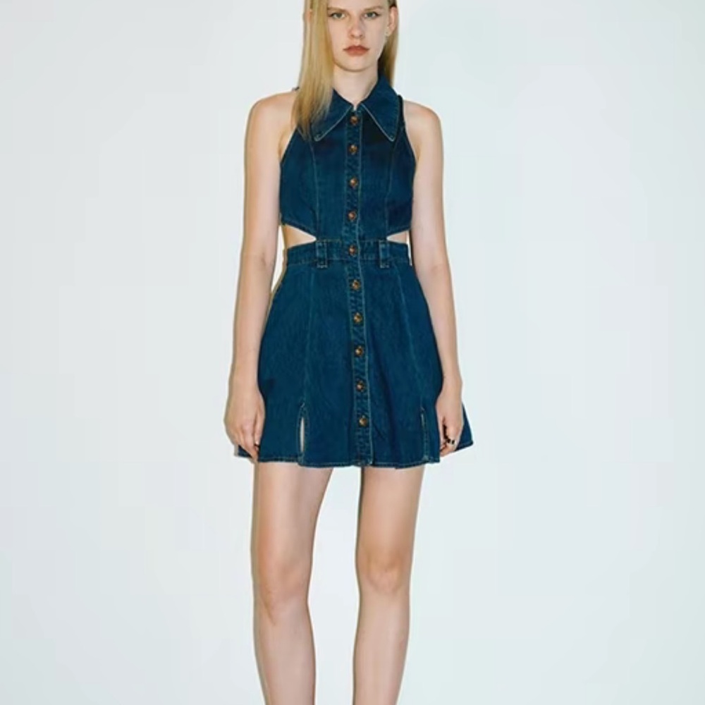 NWT Urbanrevivo Denim Sleeveless Cutout Dress.